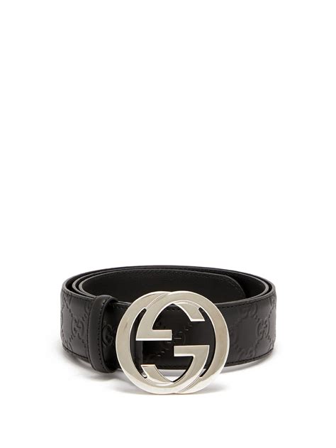 gucci signature leather belt men's